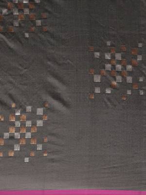 Grey woven silk blend saree with blouse 3