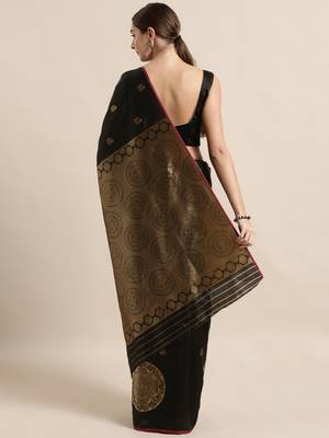 Black woven silk blend saree with blouse 2