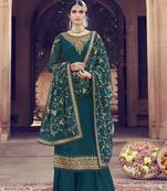 Teal Green Embroidered Georgette Salwar