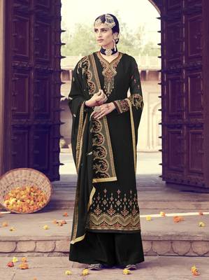 Black Embroidered Georgette Salwar 1