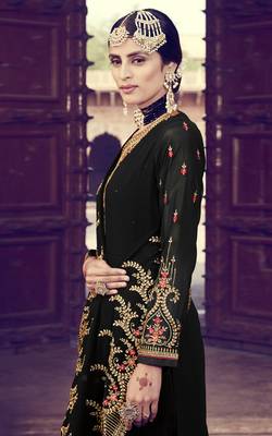 Black Embroidered Georgette Salwar 3