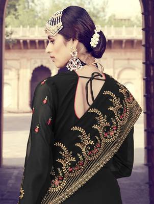 Black Embroidered Georgette Salwar 4