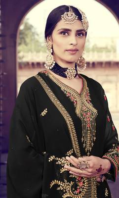 Black Embroidered Georgette Salwar 5