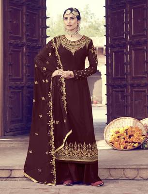 Maroon Embroidered Georgette Salwar 1
