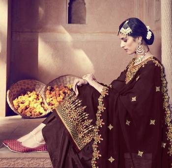Maroon Embroidered Georgette Salwar 2