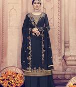 Navy Blue Embroidered Georgette Salwar