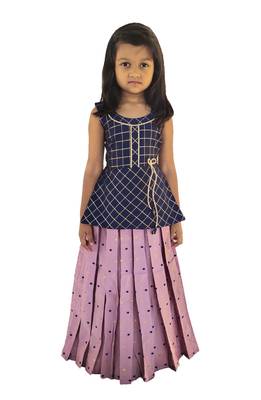 Kids Blue Top And Pink Lehenga Choli 1