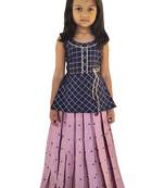 Kids Blue Top And Pink Lehenga Choli