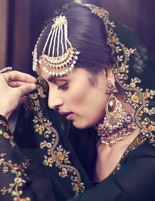 Navy Blue Embroidered Georgette Salwar 4