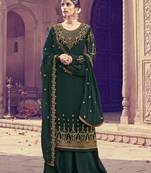 Dark Green Embroidered Georgette Salwar