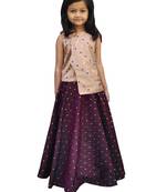 Kids Brown Top And Maroon Lehenga