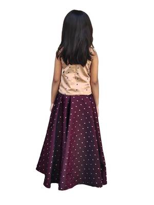 Kids Brown Top And Maroon Lehenga 2