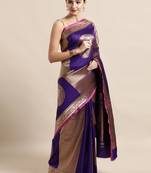 Purple woven silk blend saree with blouse