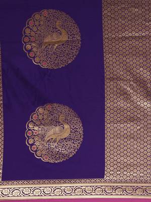 Purple woven silk blend saree with blouse 4
