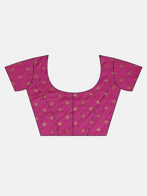 Purple woven silk blend saree with blouse 6