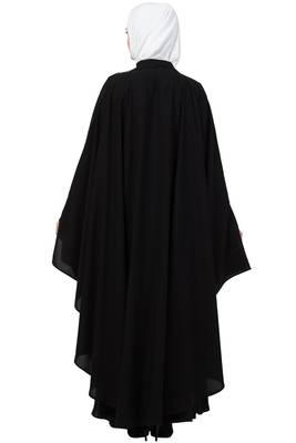 Women Black Double Layered Irani Kaftan Abaya 2