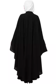 Women Black Double Layered Irani Kaftan Abaya