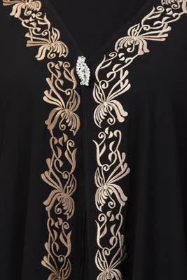 Women Black Double Layered Irani Kaftan Abaya 5