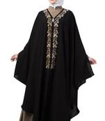 Women Black &Beige Double Color Double Layered Irani Kaftan Abaya