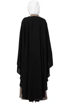 Women Black &Beige Double Color Double Layered Irani Kaftan Abaya