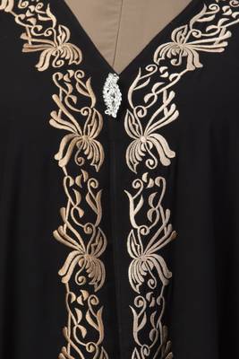 Women Black &Beige Double Color Double Layered Irani Kaftan Abaya 5
