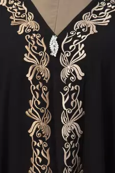 Women Black &Beige Double Color Double Layered Irani Kaftan Abaya