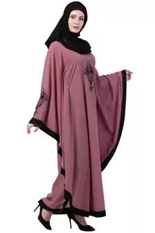 Black and Pink Kashibo Resham Embroidered Kaftan