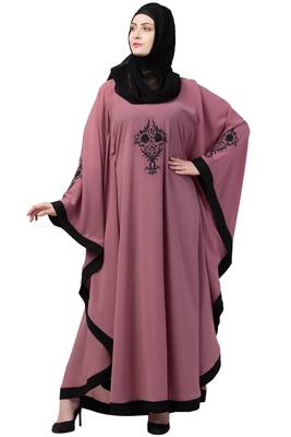 Black and Pink Kashibo Resham Embroidered Kaftan 4