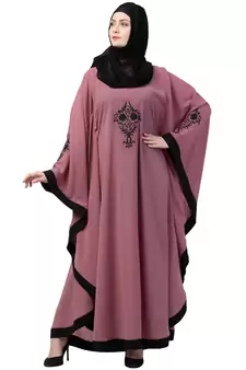 Black and Pink Kashibo Resham Embroidered Kaftan