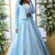 Sky Blue Thread With Sequince Embroidered Art Silk Semi Stitched bridal lehenga Choli With Koti