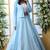 Sky Blue Thread With Sequince Embroidered Art Silk Semi Stitched bridal lehenga Choli With Koti