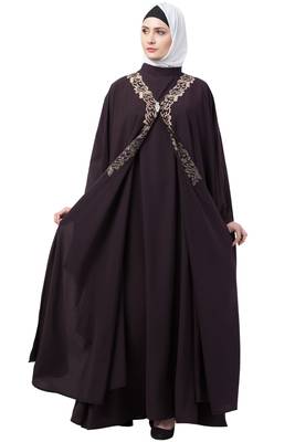 Women Double Layered Irani Caftan Purple 3