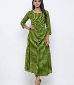 Women's Green Rayon Leheriya Print Anarkali Kurta