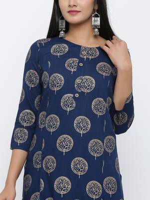 Women's Teal Rayon Self Design Straight Kurta 2