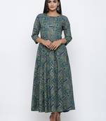 Women's Dark Green Rayon Self Design Anarkali Kurta