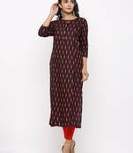 Women's Black Rayon Ikat Print Straight Kurta