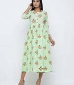 Women's Light Green Cotton Cambric BUTA PRINT Anarkali Kurta