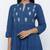 Women's Navy Blue Cotton Cambric Tye Dye Print Anarkali Kurta