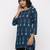 Women's Teal Rayon Applique Straight Tunic Kurti