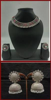 Silver Earrings & Necklace Combo 1