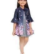 blue printed kids frocks