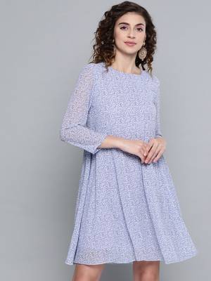 Lavender Ditsy Floral Trapeze Dress 1