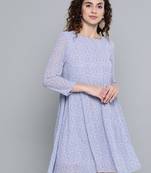 Lavender Ditsy Floral Trapeze Dress