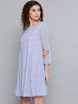 Lavender Ditsy Floral Trapeze Dress 2