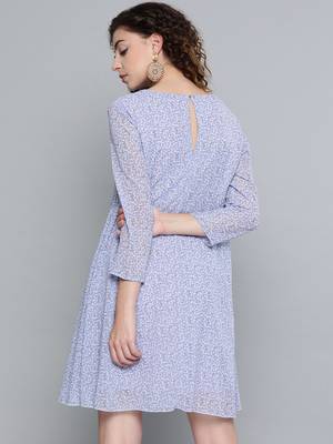 Lavender Ditsy Floral Trapeze Dress 3