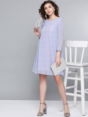 Lavender Ditsy Floral Trapeze Dress 4