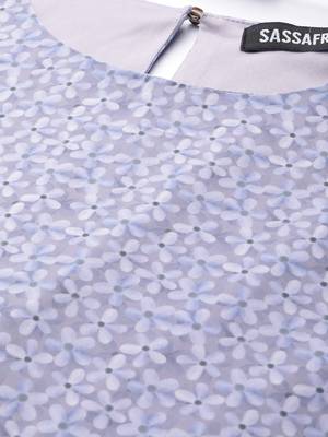 Lavender Ditsy Floral Trapeze Dress 5