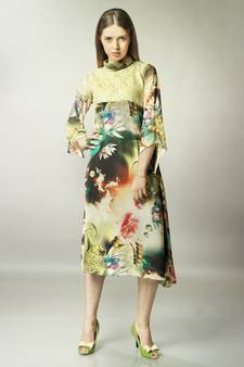 Green Georgette Digital Printed Kurti