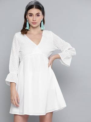 White Schiffli Shift Dress 1