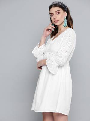White Schiffli Shift Dress 2